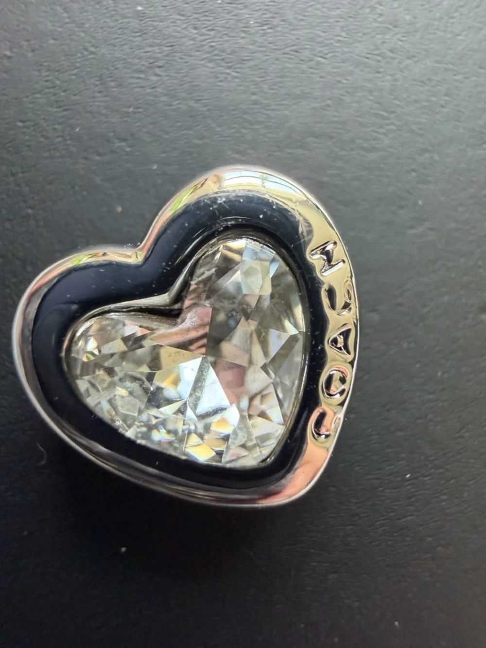 Coach Heart Crystal Stud Earrings Silver Tone Logo Romantic Gift - Picture 4 of 7